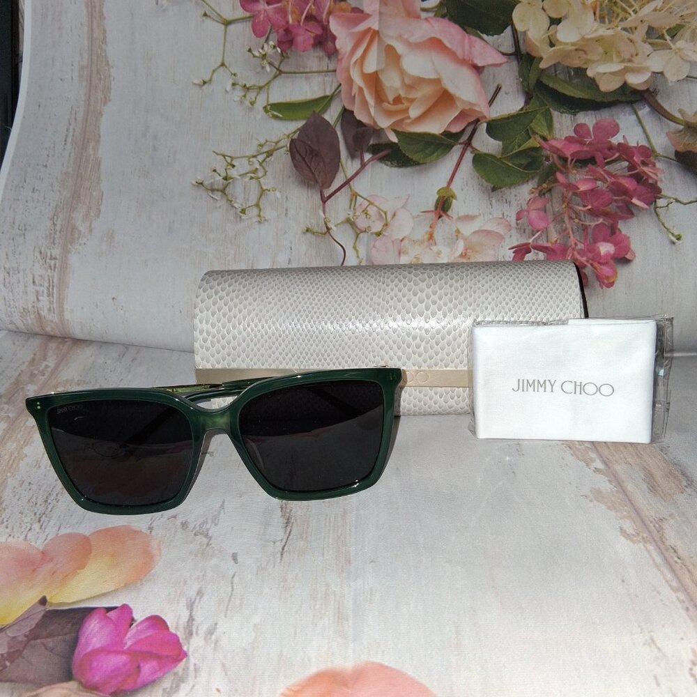Jimmy Choo Gold Metal Green Frame Sunglasses NEW